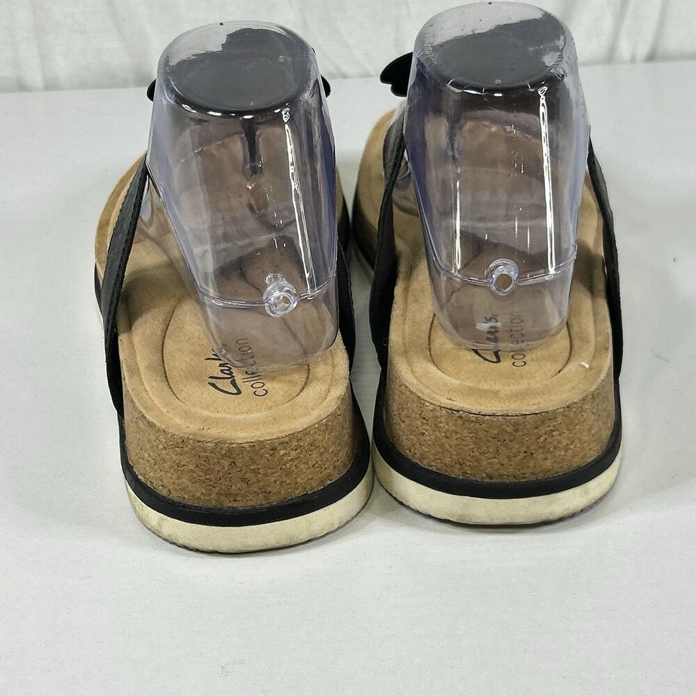 Clarks Women’s Brynn Style Flat Sandal Black Leather Flower Size 11 - Picture 4 of 8